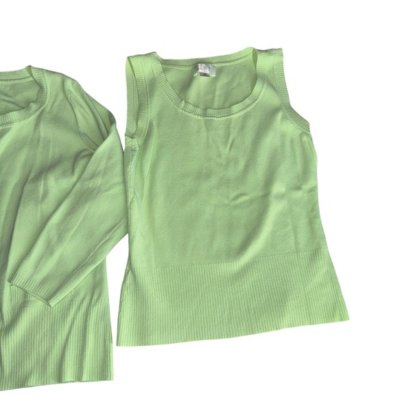 Ann Taylor LOFT Lime‎ Green Ribbed Cardigan & Tank Set XS S - Picture 7 of 7